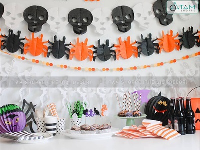 Dây banner treo Halloween bằng giấy các kiểu dài 3m BANER-HLW-02